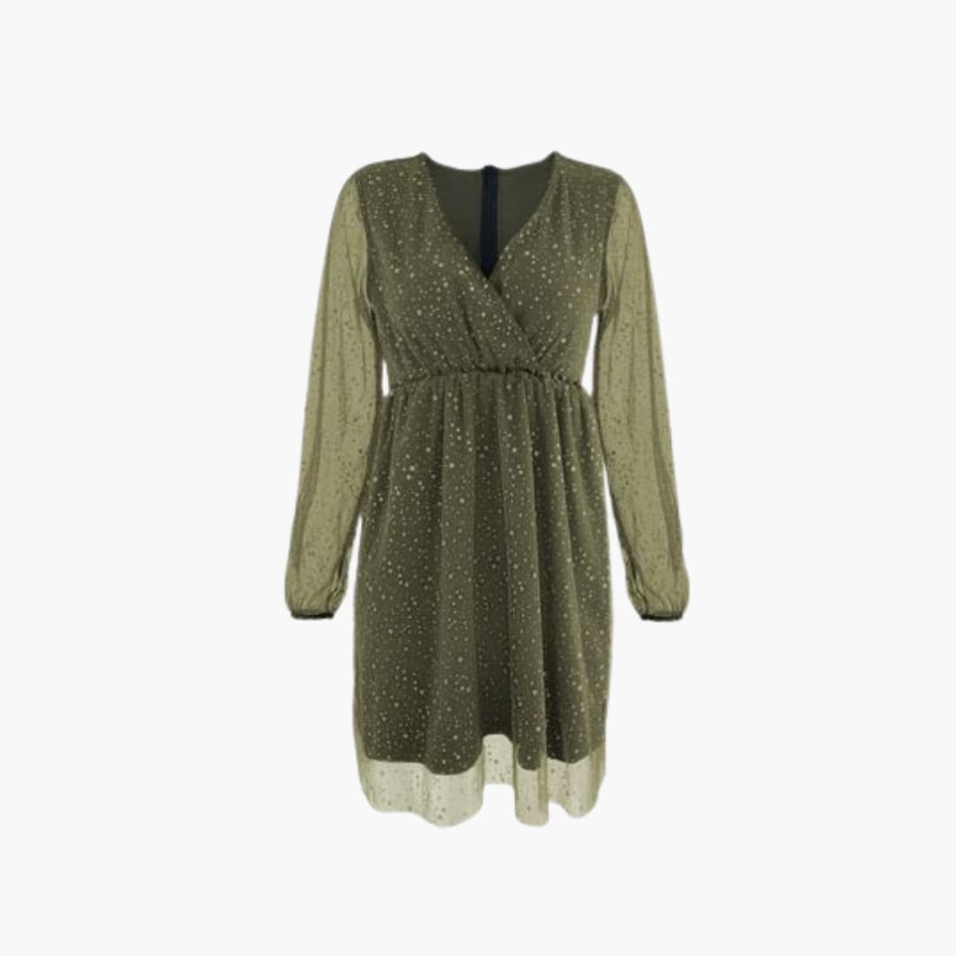 Women’s Mini Dress with Surplice Neck and Balloon Sleeves