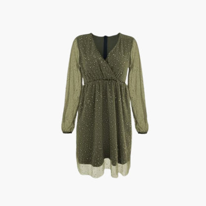 Women’s Mini Dress with Surplice Neck and Balloon Sleeves