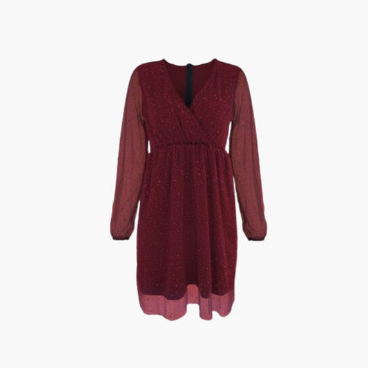Women’s Mini Dress with Surplice Neck and Balloon Sleeves