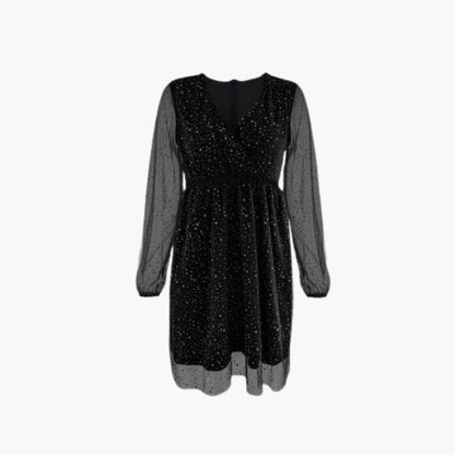 Women’s Mini Dress with Surplice Neck and Balloon Sleeves