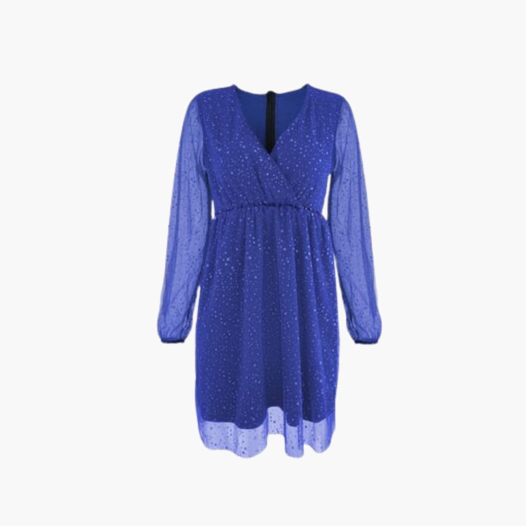Women’s Mini Dress with Surplice Neck and Balloon Sleeves
