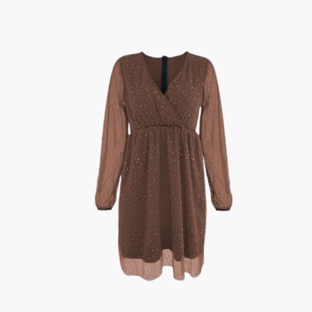 Women’s Mini Dress with Surplice Neck and Balloon Sleeves