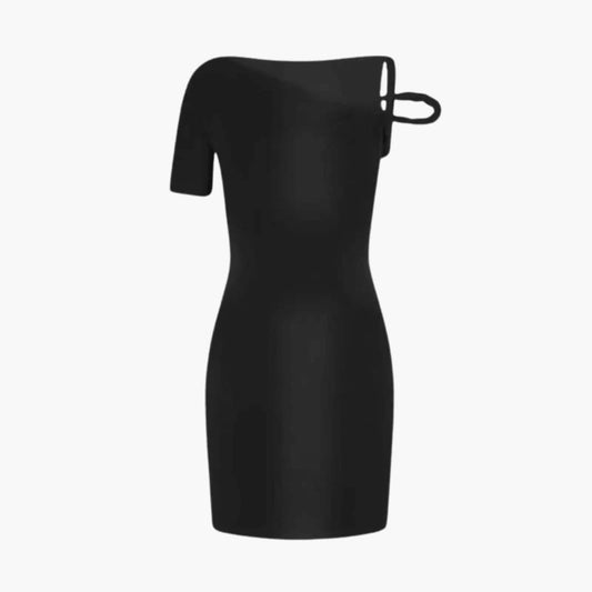 Women’s One Shoulder Midi Dress with Asymmetrical Neckline