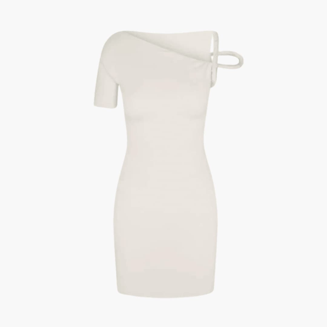 Women’s One Shoulder Midi Dress with Asymmetrical Neckline