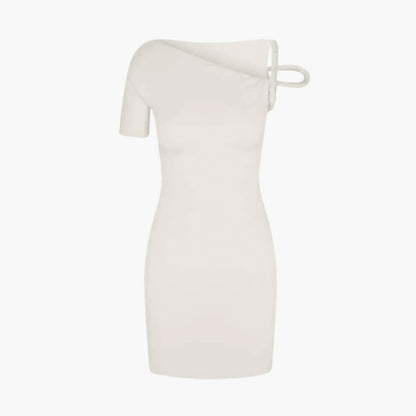 Women’s One Shoulder Midi Dress with Asymmetrical Neckline