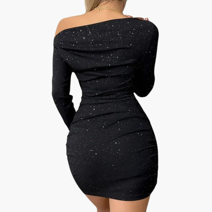 Women’s One Shoulder Dress with Ruched Side Detail and Fitted Bodice