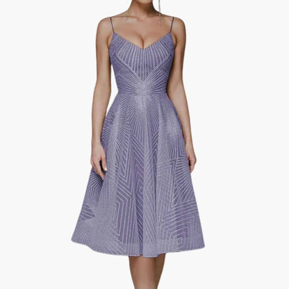 Women’s Sequin Evening Midi Dress with Spaghetti Straps and Sleeveless Fit
