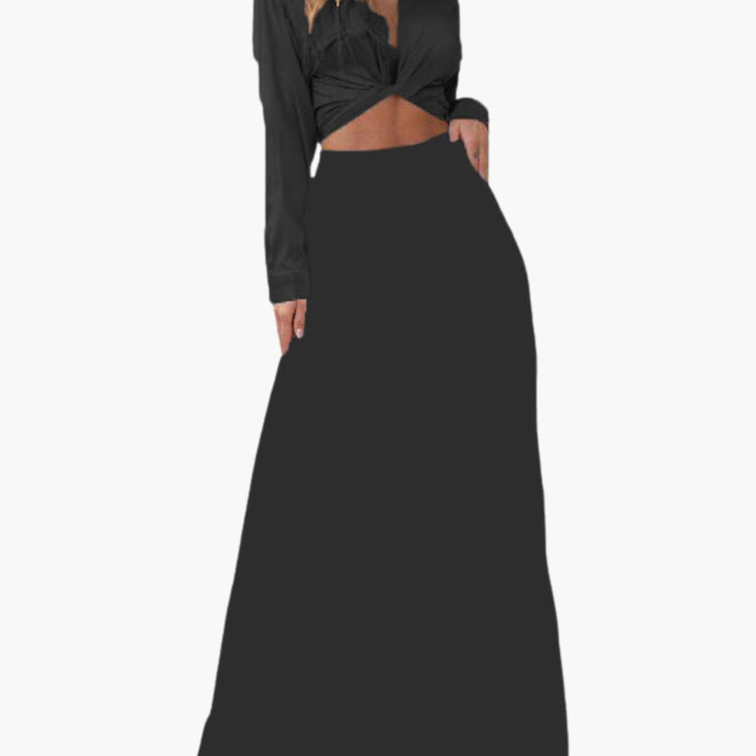 Women's Sleeveless Crop Top & amp - Long Skirt Dress