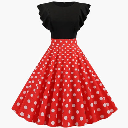 Women's Sleeveless Dress with Striped Surface and Flared Skirt