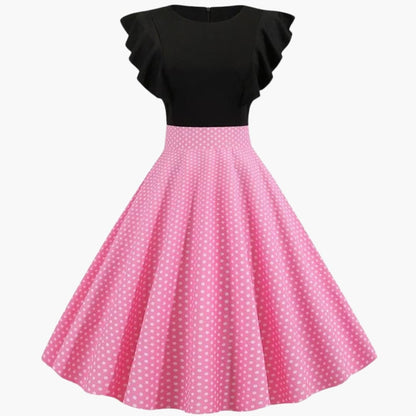 Women's Sleeveless Dress with Striped Surface and Flared Skirt