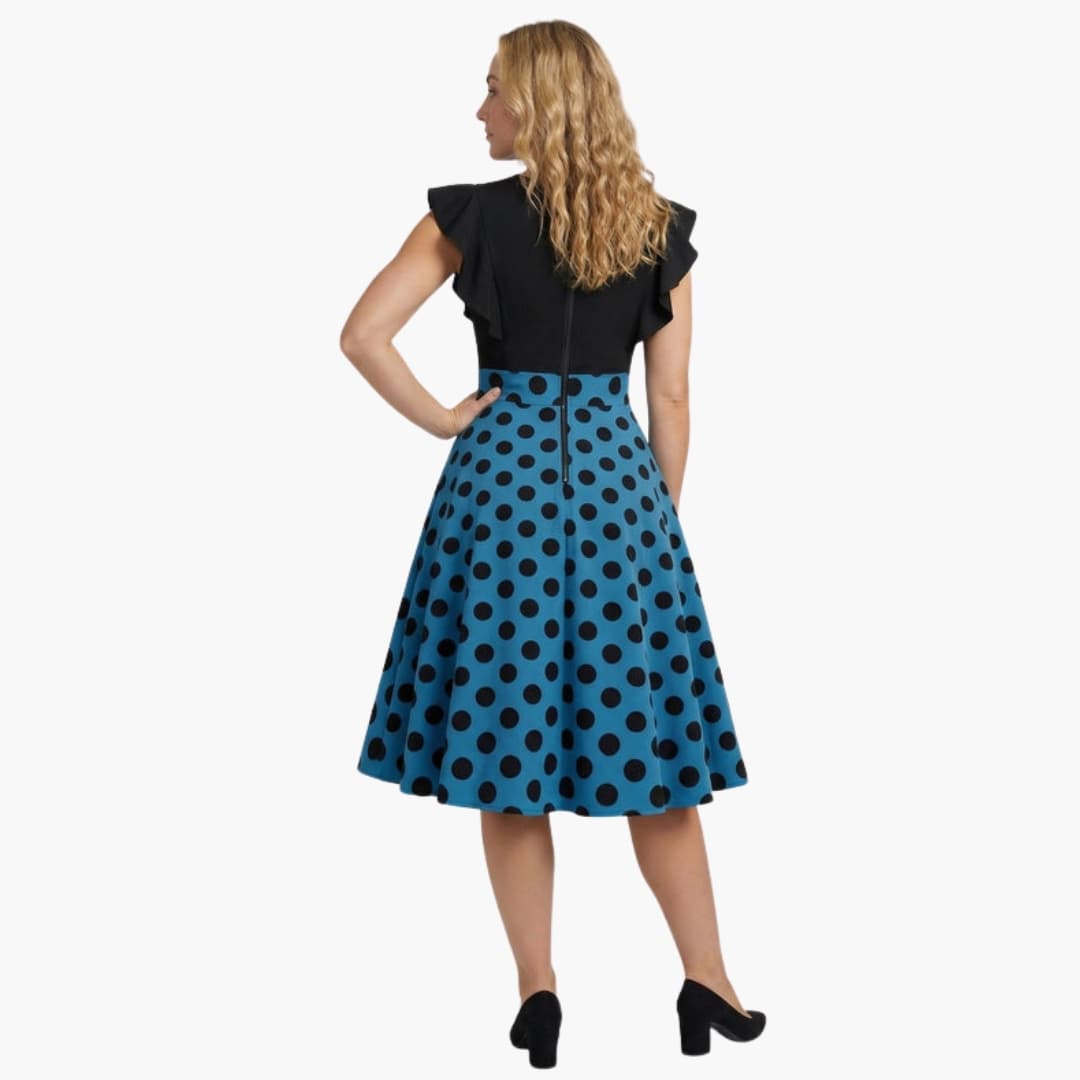 Women's Sleeveless Dress with Striped Surface and Flared Skirt