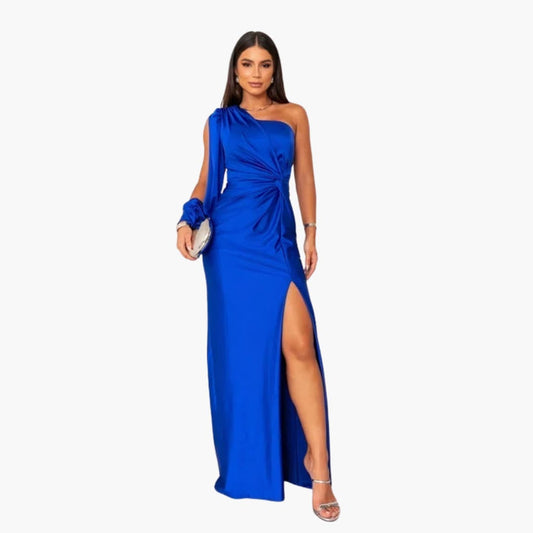 Women’s Sleeveless Evening Dress with Fitted Waist and Full - Length Hem