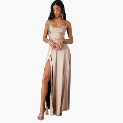 Women’s Sleeveless Maxi Dress with Braided Back Detail and Round Neck