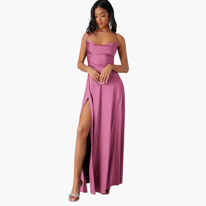 Women’s Sleeveless Maxi Dress with Braided Back Detail and Round Neck