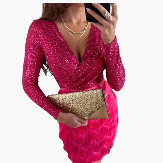 Women’s Sleeveless Party Dress with Fitted Waist and Plain Finish