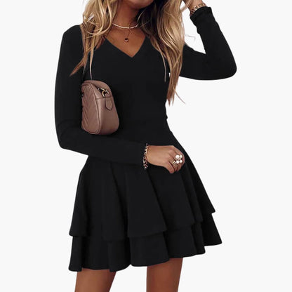 Women’s Sleeveless V-Neck Dress with Tiered Skirt