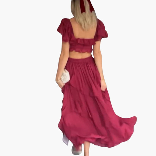 Women’s Square Neck Dress with Ruffled Sleeves