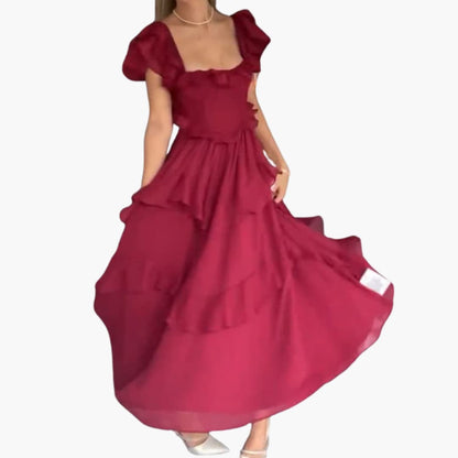 Women’s Square Neck Dress with Ruffled Sleeves