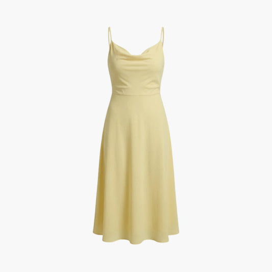 Women’s Square Neck Maxi Dress with Back Lace - Up Waist