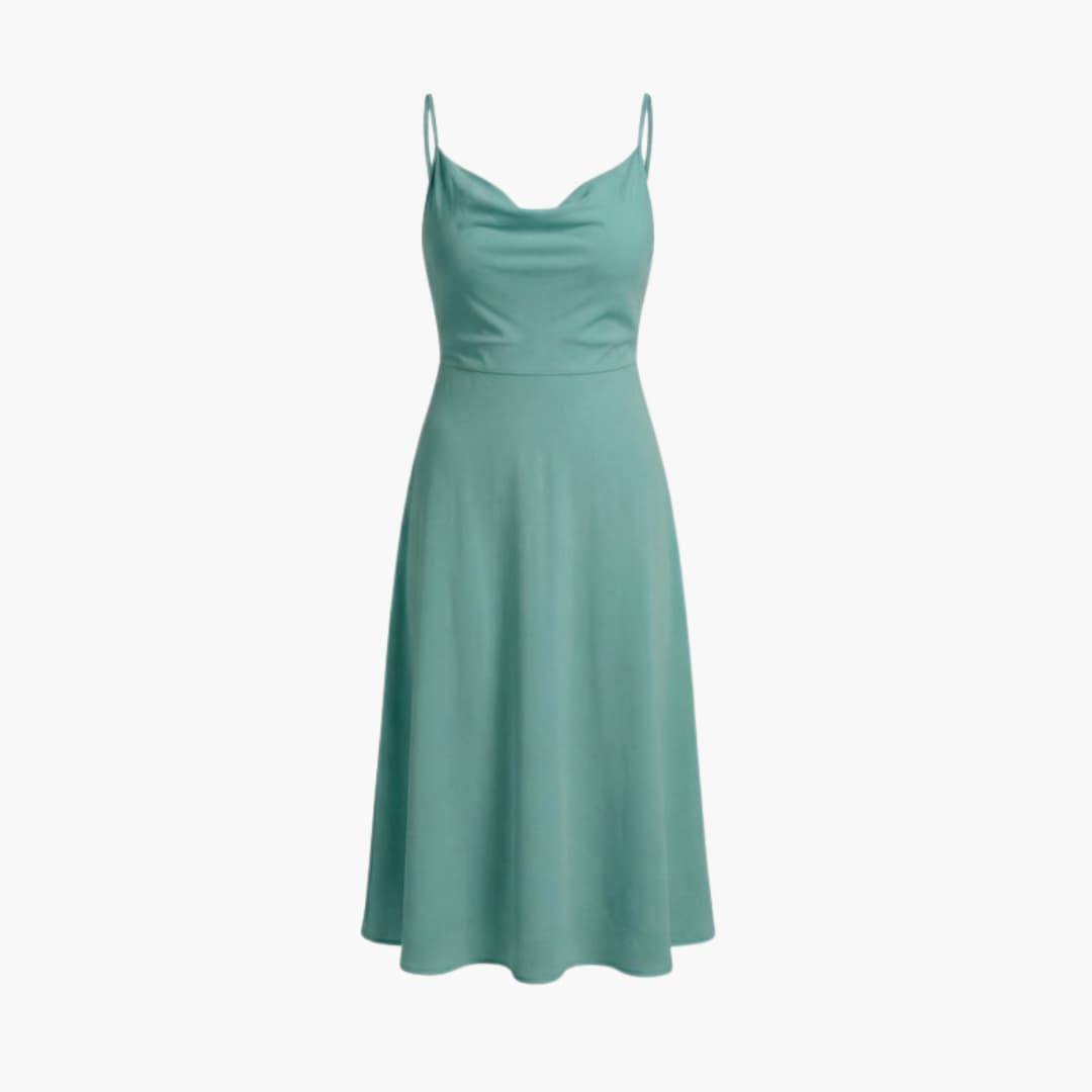 Women’s Square Neck Maxi Dress with Back Lace - Up Waist