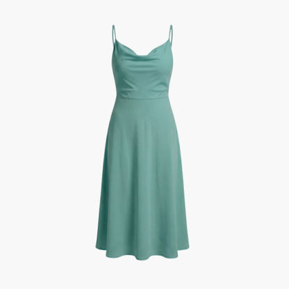 Women’s Square Neck Maxi Dress with Back Lace - Up Waist