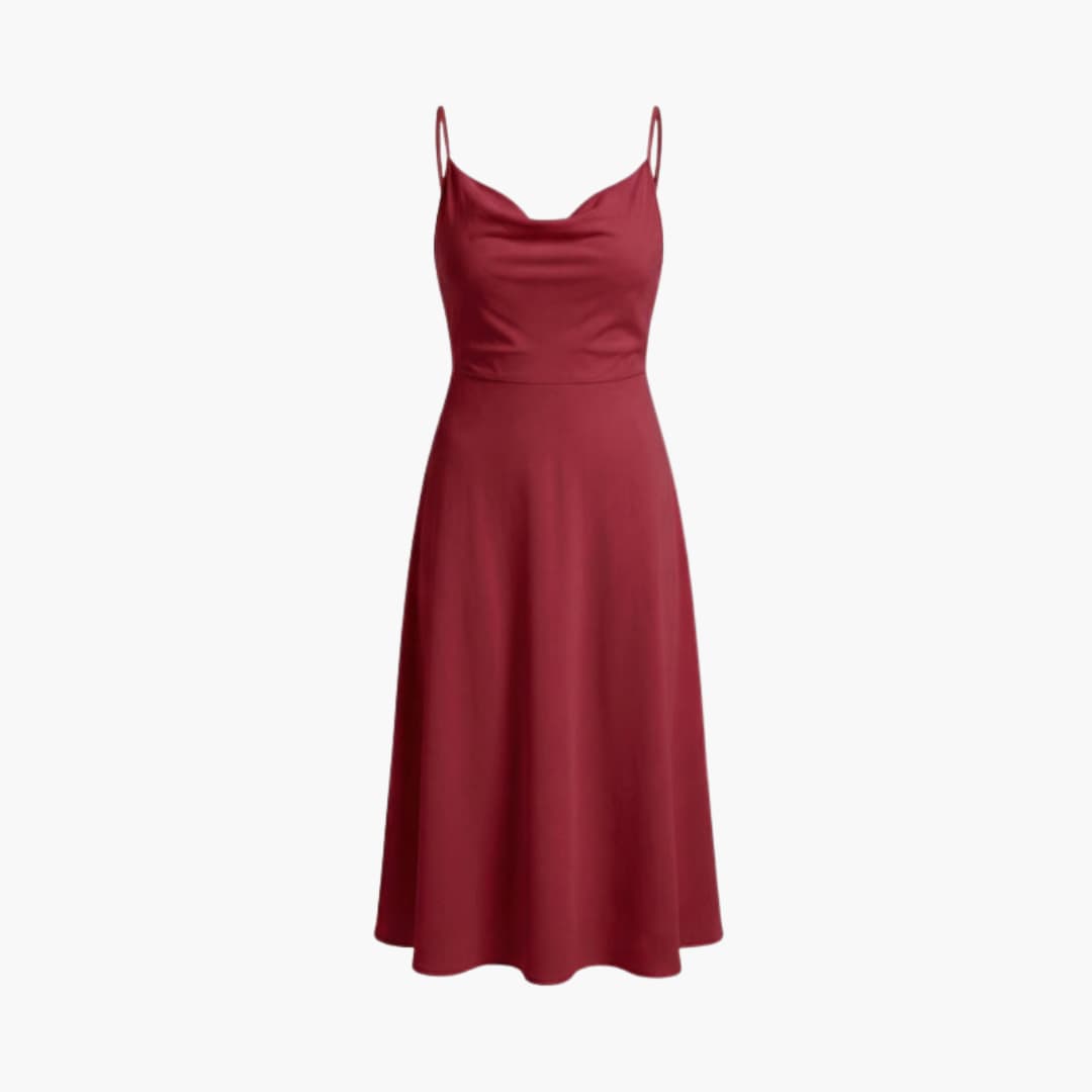 Women’s Square Neck Maxi Dress with Back Lace - Up Waist