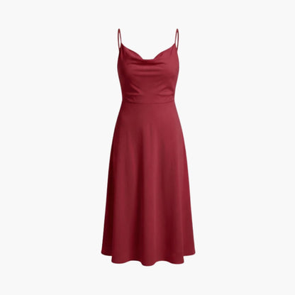 Women’s Square Neck Maxi Dress with Back Lace - Up Waist
