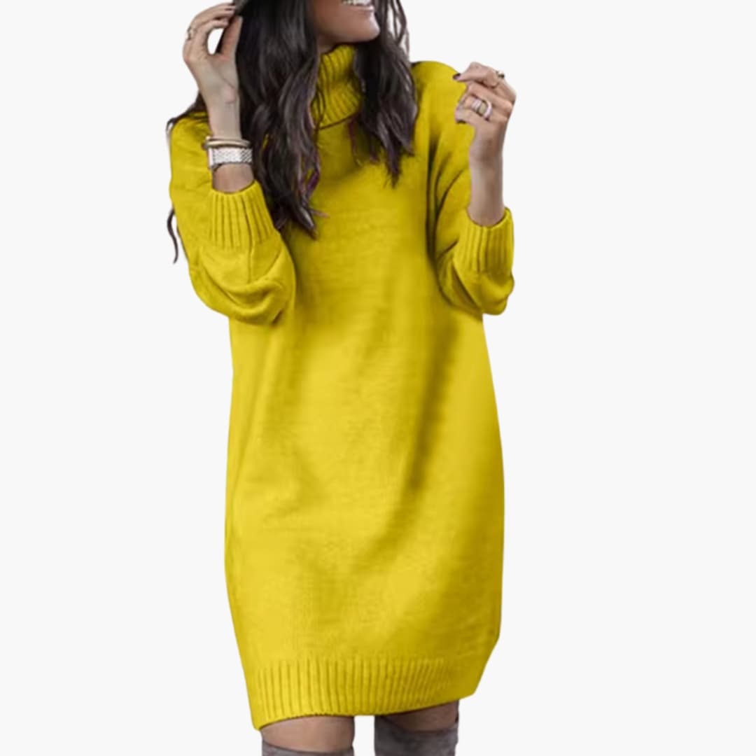Women’s Sweater Dress with Collar Neckline and Long Sleeves