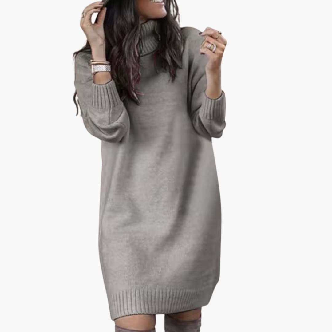 Women’s Sweater Dress with Collar Neckline and Long Sleeves
