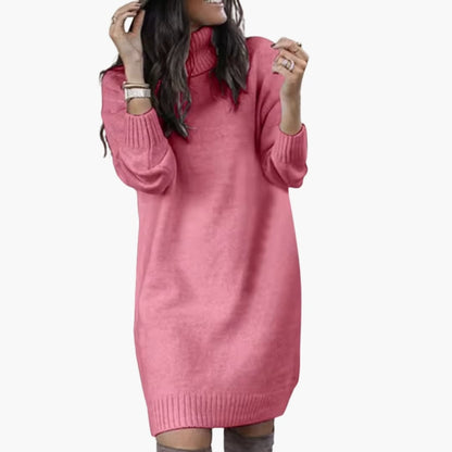 Women’s Sweater Dress with Collar Neckline and Long Sleeves