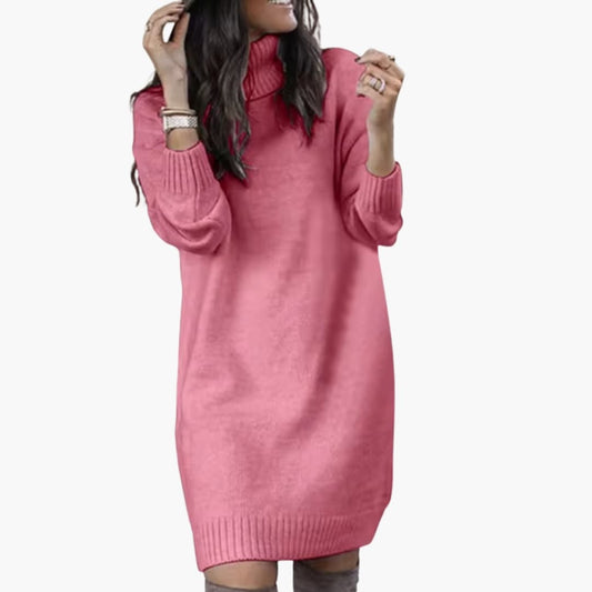 Women’s Sweater Dress with Collar Neckline and Long Sleeves