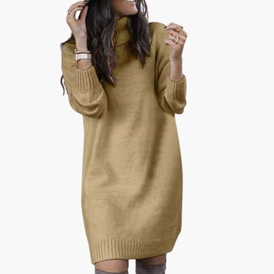 Women’s Sweater Dress with Collar Neckline and Long Sleeves