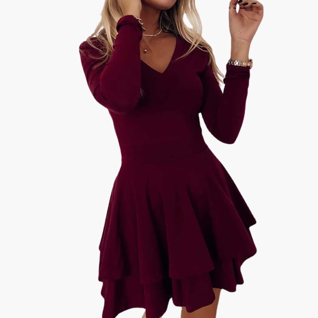 Women’s V-Neck Dress with Tiered Skirt