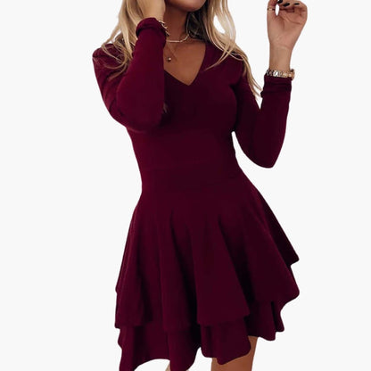 Women’s V-Neck Dress with Tiered Skirt