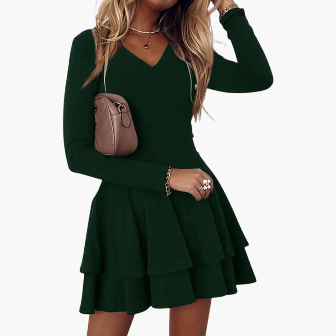 Women’s V-Neck Dress with Tiered Skirt