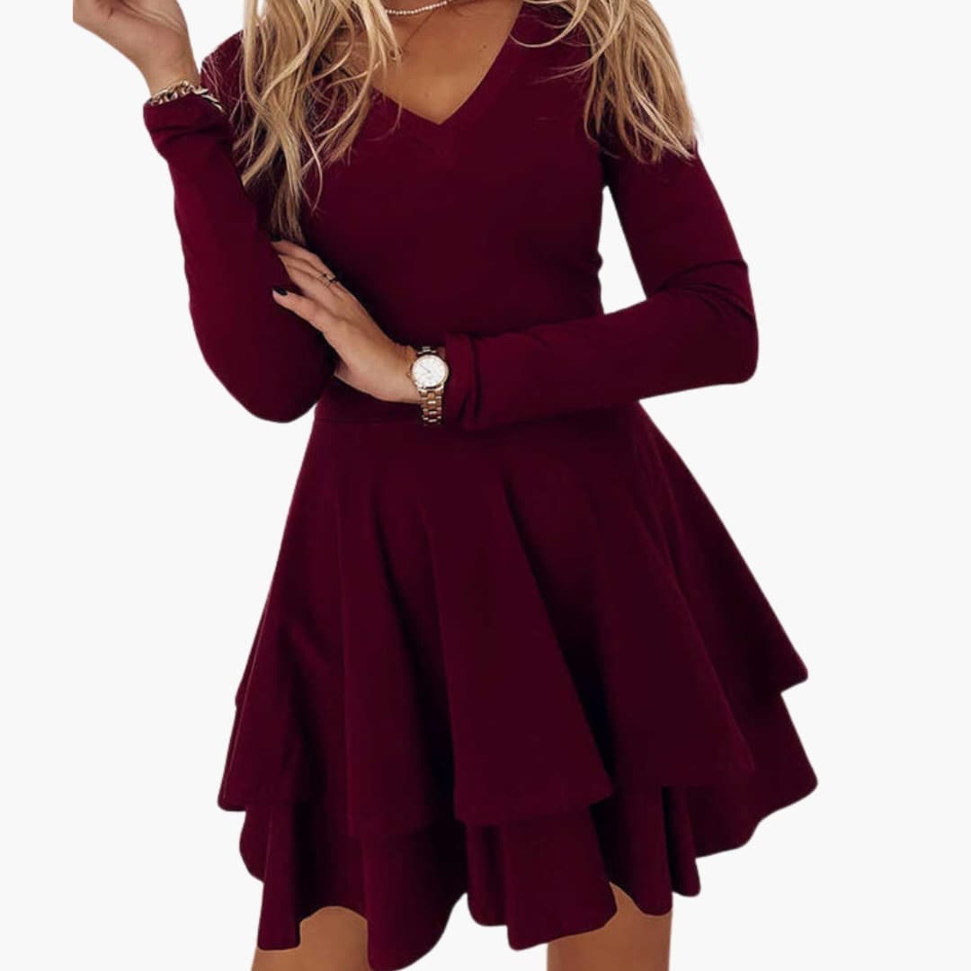 Women’s V-Neck Dress with Tiered Skirt