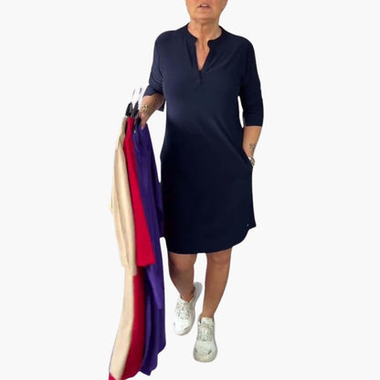 Women’s V Neck Loose Fit Midi Dress