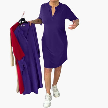 Women’s V Neck Loose Fit Midi Dress