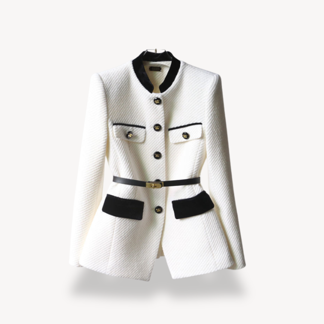 Women’s Tailored Belted Blazer Button Style