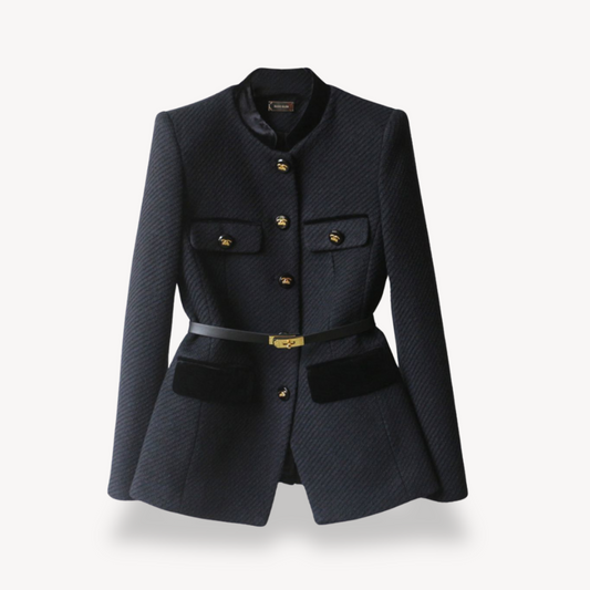 Women’s Tailored Belted Blazer Button Style