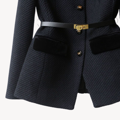 Women’s Tailored Belted Blazer Button Style
