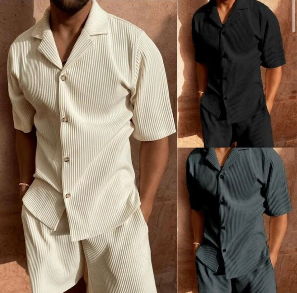 Aiden | Men's Button-Down Short Sleeve Shirt and Drawstring Shorts Set