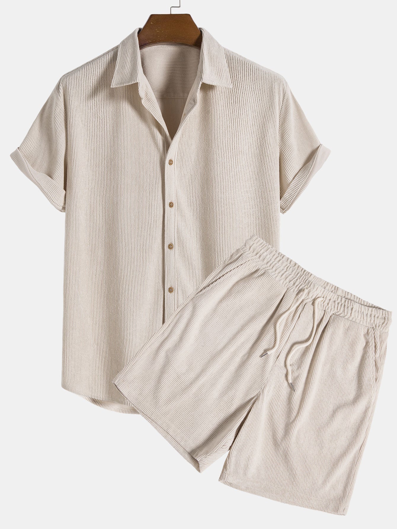 Aiden | Men's Button-Down Short Sleeve Shirt and Drawstring Shorts Set