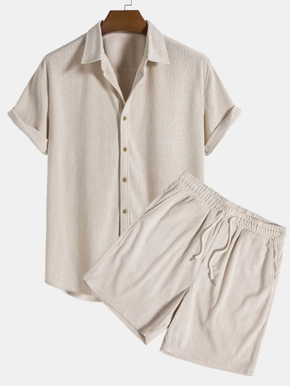 Aiden | Men's Button-Down Short Sleeve Shirt and Drawstring Shorts Set