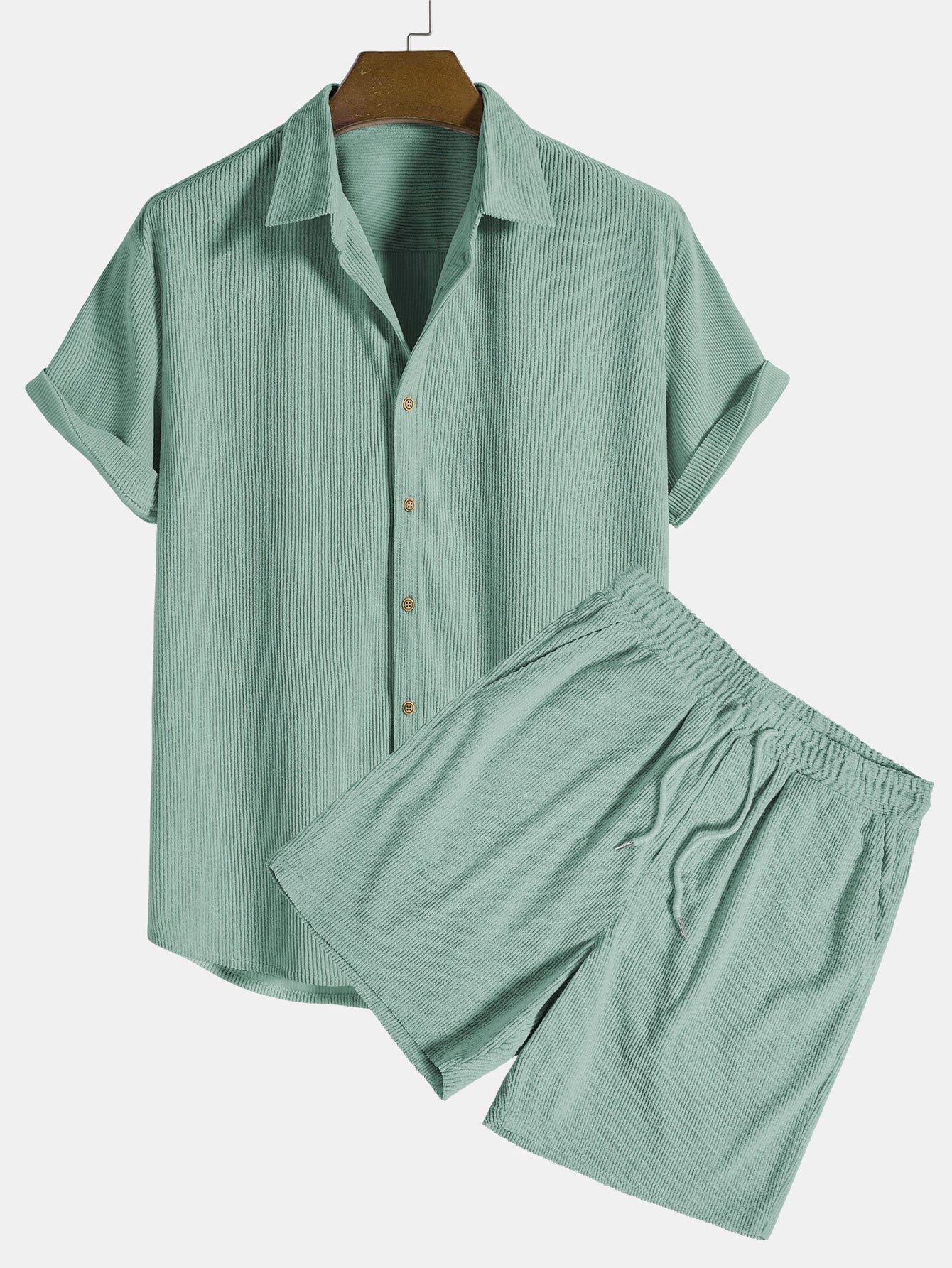 Aiden | Men's Button-Down Short Sleeve Shirt and Drawstring Shorts Set