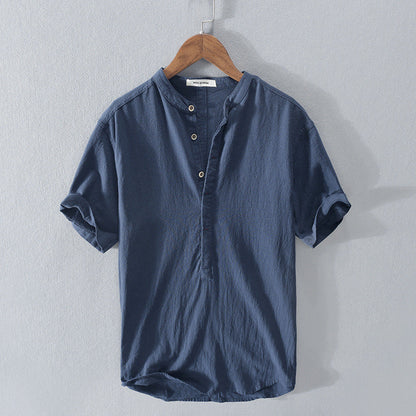 Amos | Men's Band Collar Button-Down Shirt