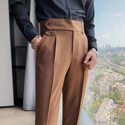 Craig | Men's High-Waisted Pleated Cuffed Pants