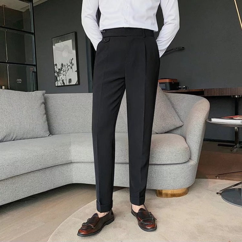 Craig | Men's High-Waisted Pleated Cuffed Pants