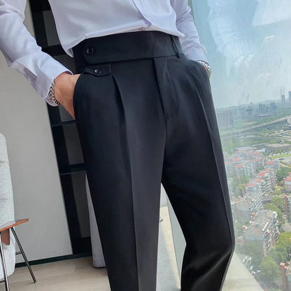 Craig | Men's High-Waisted Pleated Cuffed Pants