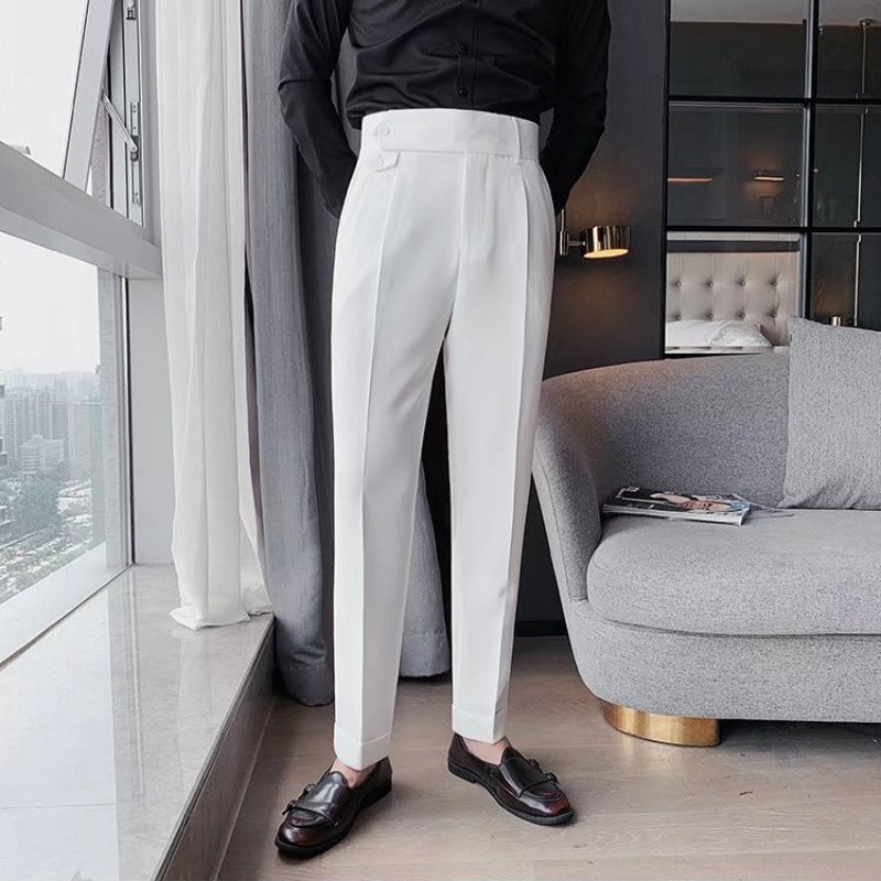Craig | Men's High-Waisted Pleated Cuffed Pants